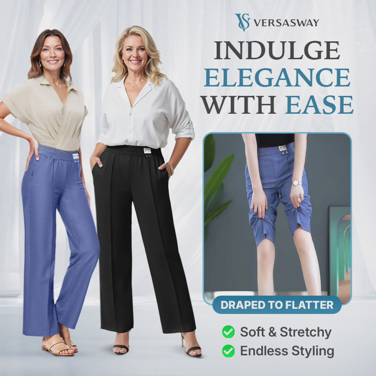 Pure VersaSway - Ultra Smooth High Rise Elastic Waist Comfy Pants