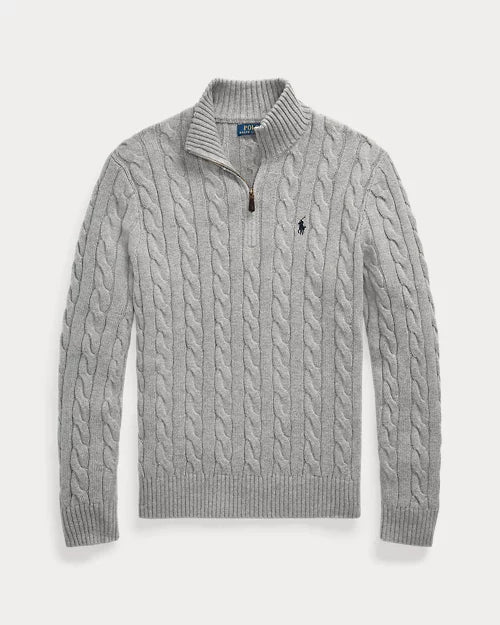 Cable-Knit Cotton Quarter-Zip Jumper - PURECLO