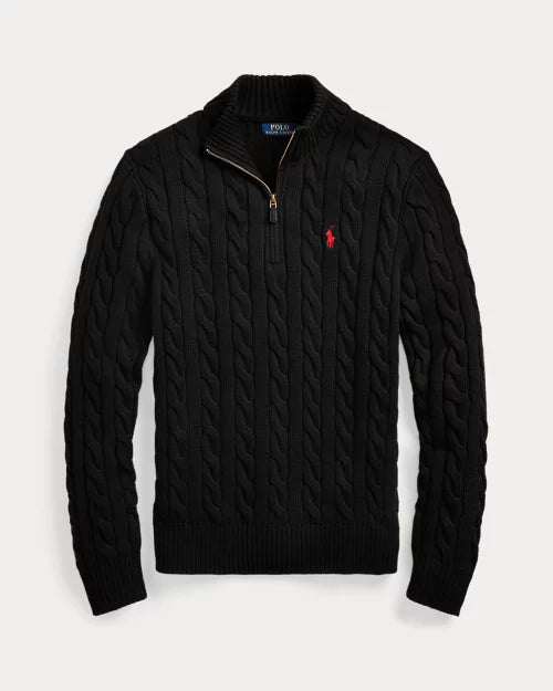 Cable-Knit Cotton Quarter-Zip Jumper - PURECLO