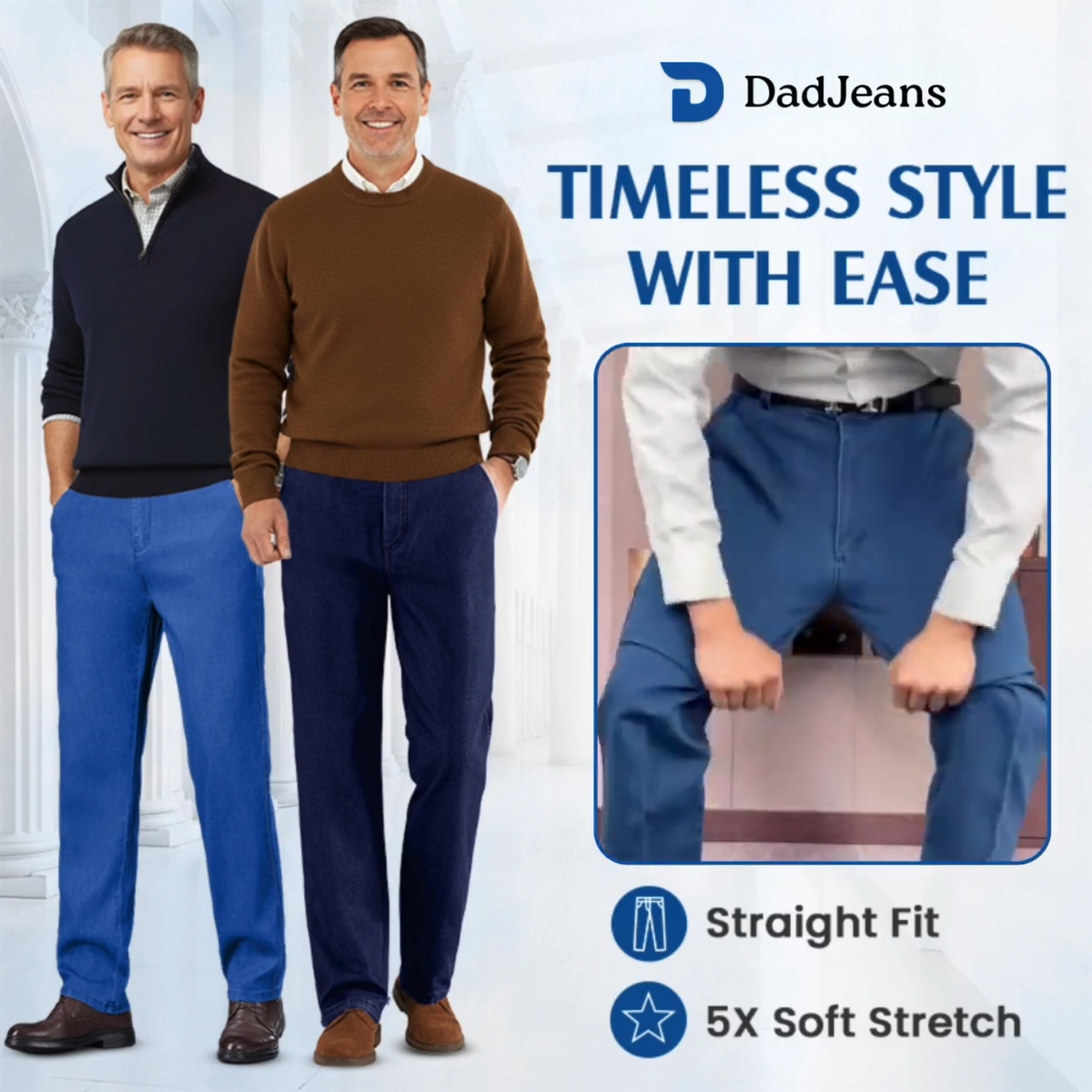 PURE | Dad Jeans – Classic Straight Fit Stretch Denim
